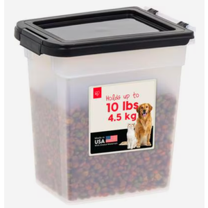 IRIS WeatherPro Airtight Dog, Cat & Bird Food Storage Container, Clear/Black, Medium
