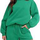 ANRABESS Women 2 Piece Outfits Sweat Shorts Sets 2025 Oversized Casual Lounge Matching Set Sweatsuit Tracksuit Fall Clothes, S, Green