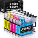 LC203XL Compatible Ink Cartridge Replacement for Brother LC203XL LC201XL LC203 LC201 to Use with MFC-J480DW MFC-J880DW MFC-J4420DW MFC-J680DW MFC-J885DW (2 Cyan, 2 Magenta, 2 Yellow, 6 Pack)