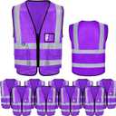 EBOOT 10 Pcs Safety Vests High Visibility Safety Vest with Reflective Strips for Construction Outdoor Running Cycling Walking at Night(Purple) (One Size)