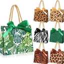Eersida Animal Print Gift Bags Jungle Gift Party Favors Wildlife Goodie Treat Bags with Handles Wild Animal Party Supplies for Jungle Safari Themed Baby Showers Birthday, 7 Design