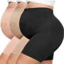 Maternity Shapewear for Under Dresses Over Belly Pregnancy Underwear Mid-Thigh High Waist Shorts Panties for Baby Shower ,M