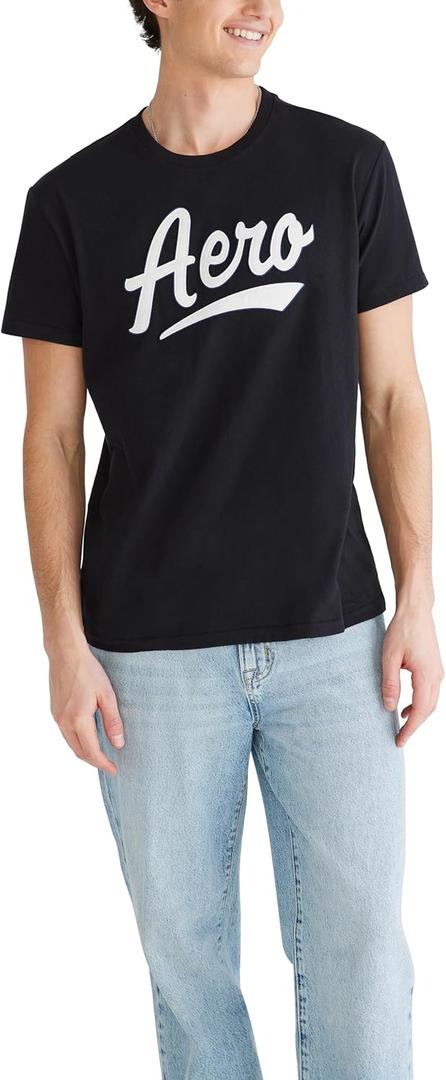 AEROPOSTALE Men's Graphic, Dark Black, Small
