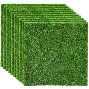 Shindel 10 Packs 6" x 6" Fake Grass Decor, Artificial Grass for Crafts, Fairy Garden Turf, Diorama Supplies Miniature Lawn Mat, Dollhouse Ornament DIY Decoration