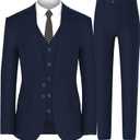 Antonio Uomo Mens Suit Set  Slim Fit 3 Piece Blazer 2 Button Jacket Vest Pants Business Wedding Party Solid Dress Suits (X-Large, Navy)