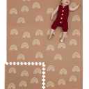 Childlike Behavior Baby Play Mat - 72x48-Inch Tummy Time Mat - 6-Piece Interlocking Foam Floor Tiles for Toddlers - Soft Waterproof for Floor Play and Crawling - Rainbows