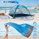 Beach Tent Sun Shelter with Extended Sand Mat - UPF 50+ UV Protection,3 Doors Easy Set up Beach Shade Tent, Portable Beach Cabana for 3-4 Person