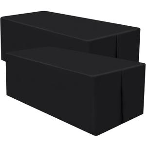 homing 2 Packs Rectangle Fitted Tablecloth, Washable Fabric Table Cloth for 6 Foot Tables, Water Resistant Table Cover for Party, Trade Show, Outdoor and Indoor (Black, 30" x 72")