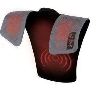 Homedics Vibration Heated Shoulder Massager Wrap, Comfort Pro Elite, Soft Fabric, Tension Relief, 2 Speeds & Styles, Long, NMS-450H