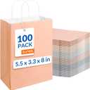 SUNEE Gift Bags with Handles 5.5x3.3x8, 100 Pcs Small Paper Gift Bags Bulk, 6 Pastel Color for Wedding, Birthday, Party Supplies and Celebrations