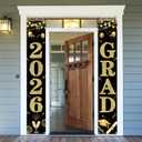 Black and Gold Class of 2026 Door Banner, Congrats Grad Door Banner, Graduation Party Decorations for Class of 2026 Gatherings, Graduation Ceremony Photo Backdrop