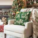 2 x Artscope Christmas Oh Holy Night Merry Bright Jesus Wreath Throw Pillow Covers 18x18 Inch Set of 4, Winter Hoilday Christmas Decoration Pillow Cases for Home Sofa Couch Decor-Green