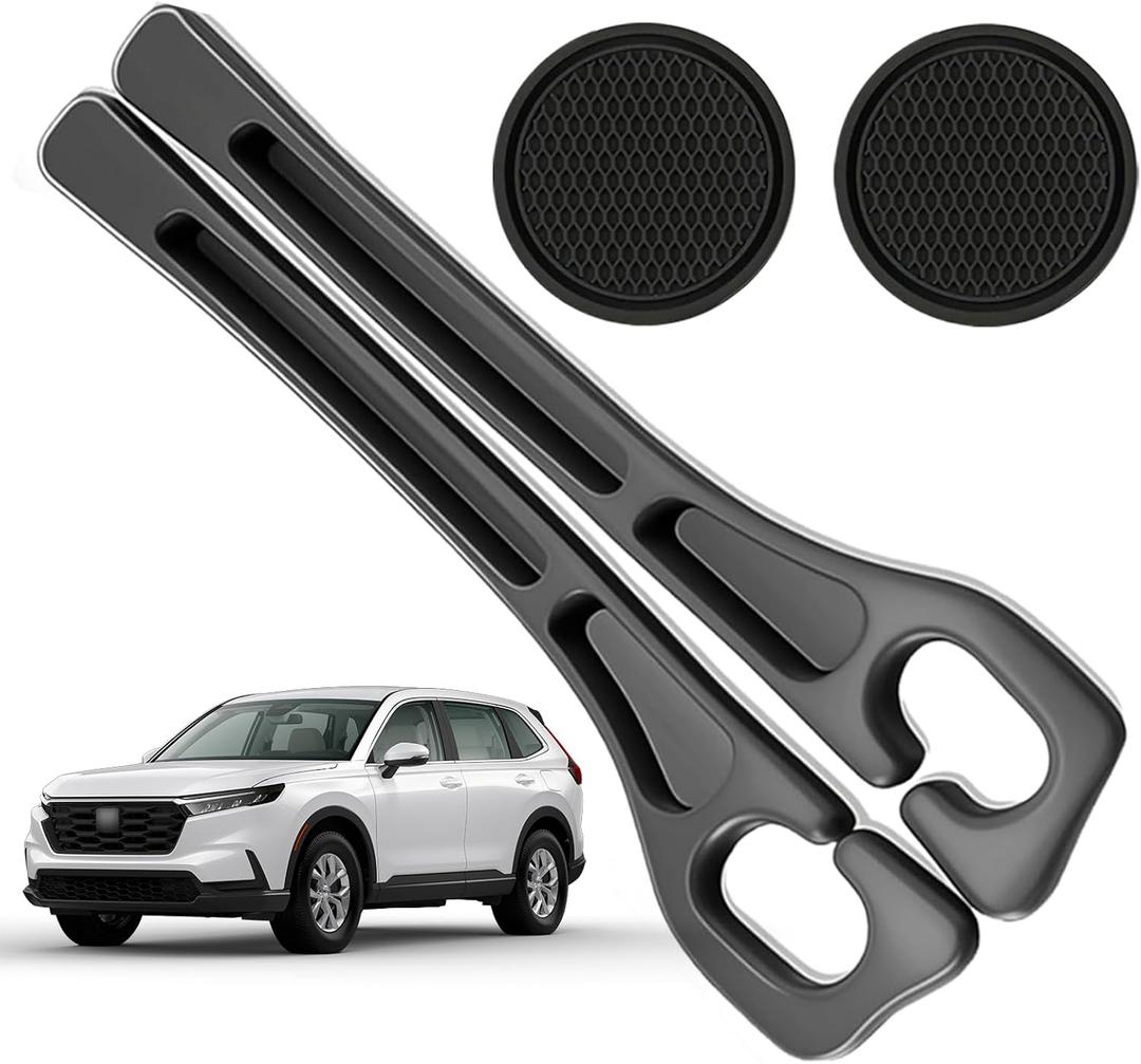 Car Seat Gap Filler Compatible with Honda CR-V CRV Accessories Seat Gap Plug Blocker with Storage Slot Organizer Non-Slip Car Cup Holder Coaster 2Pcs Black
