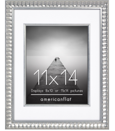 Americanflat 11x14 Picture Frame with Decorative Inner Mat Accent - Use as 8x10 with Mat or 11x14 without the Mat - Statement Frame with Shatter-Resistant Glass 