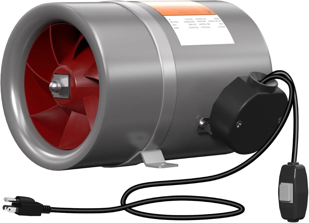 8 Inch Inline Duct Fan with AC gear control- Ventilation Exhaust Fan for Heating Cooling Booster, Grow Tents, Hydroponics, NSK/SKF bearings