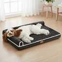 Patas Lague Orthopedic Dog Bed Large Sized Dog 36''X24'', Waterproof Comfortable L Bolster Medium Non-Slip Soft Warm Pet Crate Bed Sleep Sofa mat with Removable Washable Cover Black, Some Assembly Required