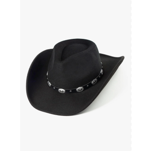 Women & Men Felt Western Cowboy Hat Classic Roll Up Brim Belt Buckle Cowgirl Fedora (M)