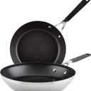 KitchenAid Stainless Steel Nonstick Frying Pans/Skillet Set, 9.5 Inch and 12 Inch - Brushed Stainless Steel