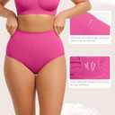 FeelinGirl Seamless Shapewear Underwear for Women Body Shaper Briefs High Waisted Panties Rose Red L