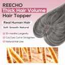 REECHO Human Hair Toppers with Bangs, Thick Hair Volume Topper Hairpiece for Women Real Human Hair Extensions for Daily Wear, Dark Gray (3.6"x5.0")