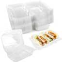 50 Pcs Disposable Sturdy Plastic Hinged Food Containers with Clear Lids, Clamshell Take Out Loaf Containers, Clear To Go Box Cake Slice Salad Pastry Sandwich Container(7.2'' x 4.8'' x 2.8'')