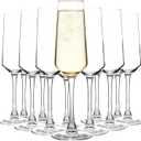 12 Pieces Champagne Glasses, 8.5 OZ Elegant Champagne Flute with Long Stem, Perfect for Wine Tasting, Weddings, Parties, House Warming, Clear