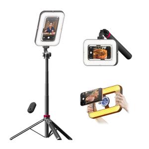 Tripod for iPhone with Light, Portable 15W Ring Light with Stand and Phone Holder for Video Recording, 6000mAh Magnetic Phone Tripod with Light 2500K9000K for Food Hunt,Mukbang Video,Vlogging,CRI＞95