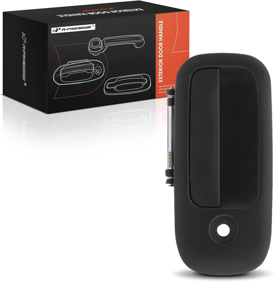 A-Premium Exterior Door Handle Front Right Passenger Side - Compatible with 1996-2009 Chevy Express & GMC Savana 1500 2500 3500 4500 Van - Textured Black, w/Key Hole