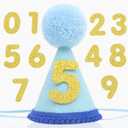 Pet Birthday Hat with Interchangeable Numbers 1-10 | Adjustable Pet Party Cone Hat for Dogs & Cats | Puppy Birthday Photo Props for 1st to 10th Birthday Celebrations (Blue Birthday Pet Hat)