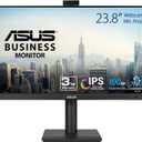 ASUS BE249QFK 24 Inch 1080P FHD Computer Monitor, Webcam, HDMI, DisplayPort
IPS, FHD 100Hz, Frameless, VGA, Mic Array, Speakers, Height Adjustable, Ergonomic, Eye Care, VESA Wall Mount, EPEAT Gold