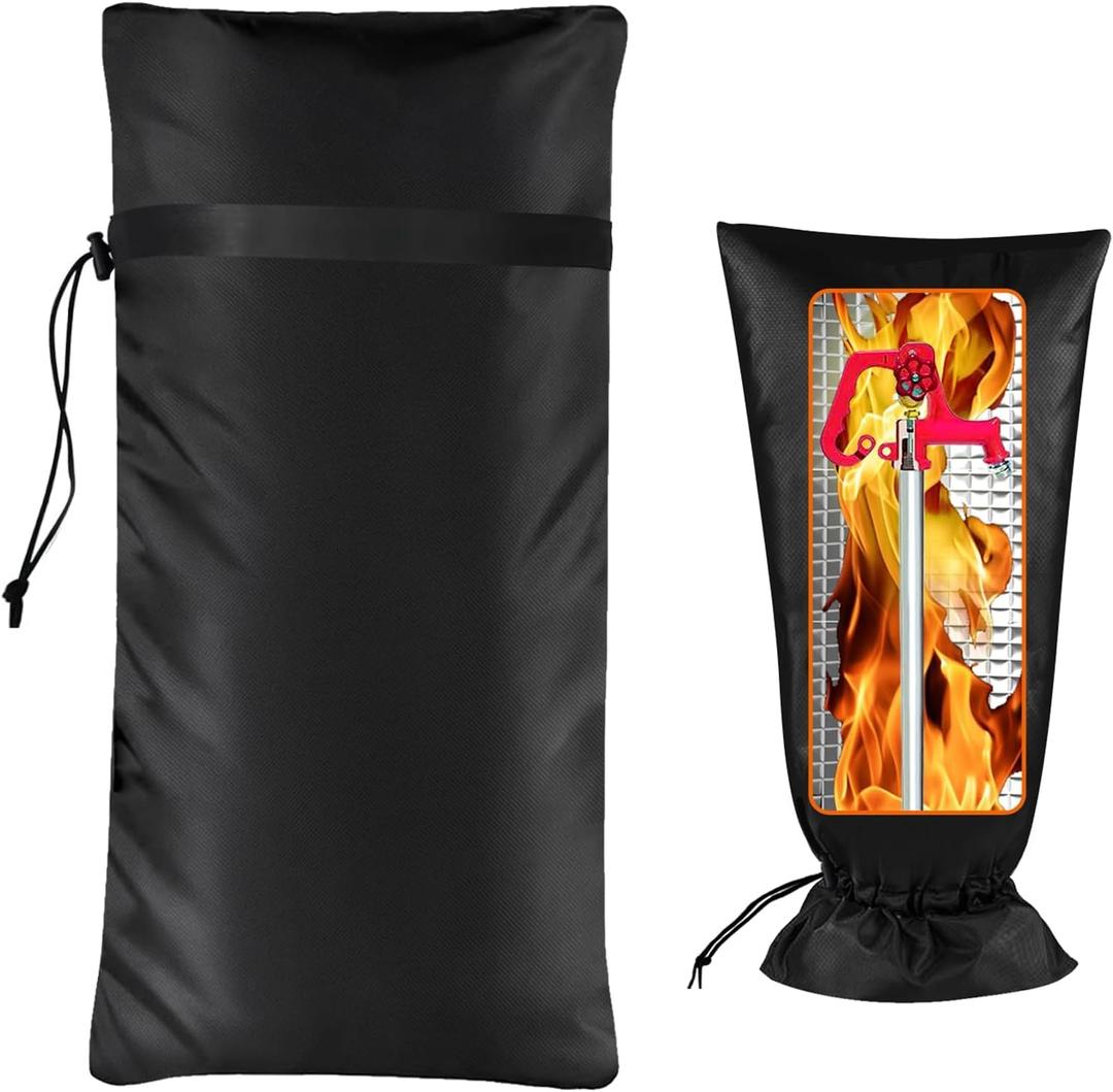 Extended Outdoor Faucet Cover for Winter Freeze Protection, POROLIR Large 25" H x 13" W Thicker Insulation Long Winter Sock for Outdoor Sprinkler Yard Hydrant Hose Bib Insulated Spigot Black