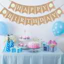 Daisy Themed Birthday Banner - Happy Spring Decoration with Flowers for Fireplace Mantle