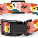 SXboxing Dog Collar, Cute Dog Collar for Small Medium Large Dogs, Personalized Adjustable Soft Pet Collars with Quick Release Buckle for Walking Running, Cute Red Floral