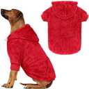 4XL Dog Sweaters for Large Dogs,Dog Hoodie,Warm Fuzzy Fleece Sweatshirt with Hood & Pocket,Leash Hole,Cozy Cold Weather Pet Clothes Sweater Hoodie for Large Dogs(Red,4XL)