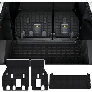 Cargo Mat with Backrest Protection for 2021-2025 2026 Toyota Sienna, TPE All Weather Protection Cargo Liner with Velcro Rear Seats Backrest car Accessories-Black