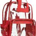DALIX Clear Backpack Bags Smooth Plastic in Red