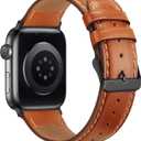 Tasikar Bands Compatible with Apple Watch Band 49mm 46mm 45mm 44mm 42mm Genuine Leather Replacement Straps Compatible with Apple Watch Ultra 3 2 1 SE Series 11 10 9 8 7 6 5 4 3, Classic Brown