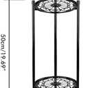 Pissente Heavy Duty Iron Plant Stand, Double Layer Flower Pot Rack, Black Metal Frame, 50x24cm, Indoor Outdoor Use