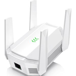 WiFi 6 Range Extender AX3000 Dual Band Signal Booster with Gigabit Ethernet Port, Covers Up to 12,000 Sq.Ft, High-Speed Internet Amplifier for Home & Office, Easy Setup White