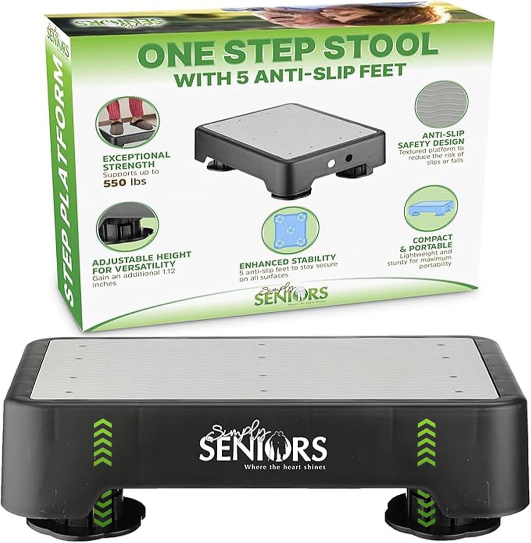 Small Step Stools for Adults - Grey Small Mobility Aid for Seniors - Portable Heavy Duty Plastic Stepping Platform & Bed Steps for High Beds for Adults - Assist Device Kitchen Bathroom Toilet - Kids