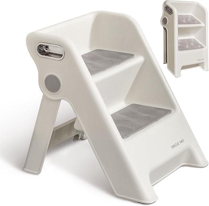 Lightweight & Portable Folding Ladder Stool Heavy-Duty Foldable Pet Stairs for Dogs & Cats Toddler's Potty Training and Use in The Bathroom or Kitchen