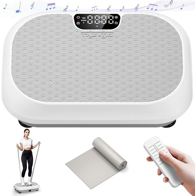 Vibration Plate Exercise Machine Weight Loss, Full Body Shaker Workout Vibration Plates Lymphatic Drainage, Stand Shake Vibrating Plate for Women Men 450 Lbs Capacity Fitness Platform (White)