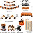 Halloween Party Decorations Set,Banners,Balloons,Cake Toppers,Tablecloth, Hanging Swirls,Backdrop
