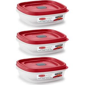 Rubbermaid Easy Find Lids 3-Cup Food Storage Containers with Red Vented Lids (Pack of 3 Containers)