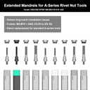 CORWIN M6 Extended Rivet Nut Gun Mandrels and Nosepiece Set, Specifically Designed for Installing Pre-bulbed Rivet Nuts and Similar Threaded Inserts Multi-Grip