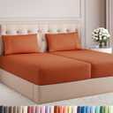 Split King Size 5 Piece Sheet Set - Comfy Breathable & Cooling Bed Sheets Set - Hotel Luxury Bedding for Women, Men, Kids, Teens, Boys & Girls - Deep Pockets and Wrinkle Free - Oeko-Tex - Terracotta