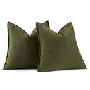 MIULEE Pack of 2 Olive Green Decorative Pillow Covers 20x20 Inch Soft Chenille Luxurious Couch Throw Pillows Farmhouse Cushion Covers with Elegant Design for Sofa Bedroom Living Room Home Decor