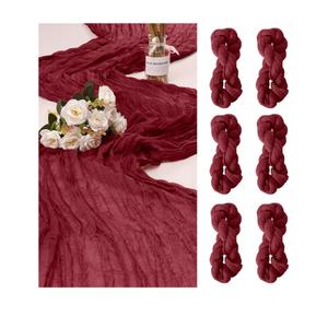 6 Pack Cheesecloth Table Runner 10Ft Christmas Gauze Boho Table Runners for Wedding Decor Bridal Shower Decorations Baby Shower Party(35" x 120")