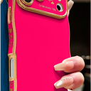 LCHULLE for iPhone 17 Pro Max Case for Women Girls, Cute Wave Frame Curly Shape with Love Heart Raised Camera Protection Cover Luxury Plating Shockproof Phone Case for iPhone 17 Pro Max