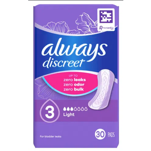 Always Discreet 3 Light Pads - 30 Count